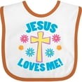 thumbnail image 3 of Inktastic Easter Jesus Loves Me with Cross and Flowers Boys or Girls Baby Bib, 3 of 4