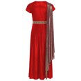 thumbnail image 4 of iiniim Kids Girls Greek Toga Robe Short Sleeve Metallic Ancient Greece Gown Princess Dress Halloween Cosplay Red 6, 4 of 7