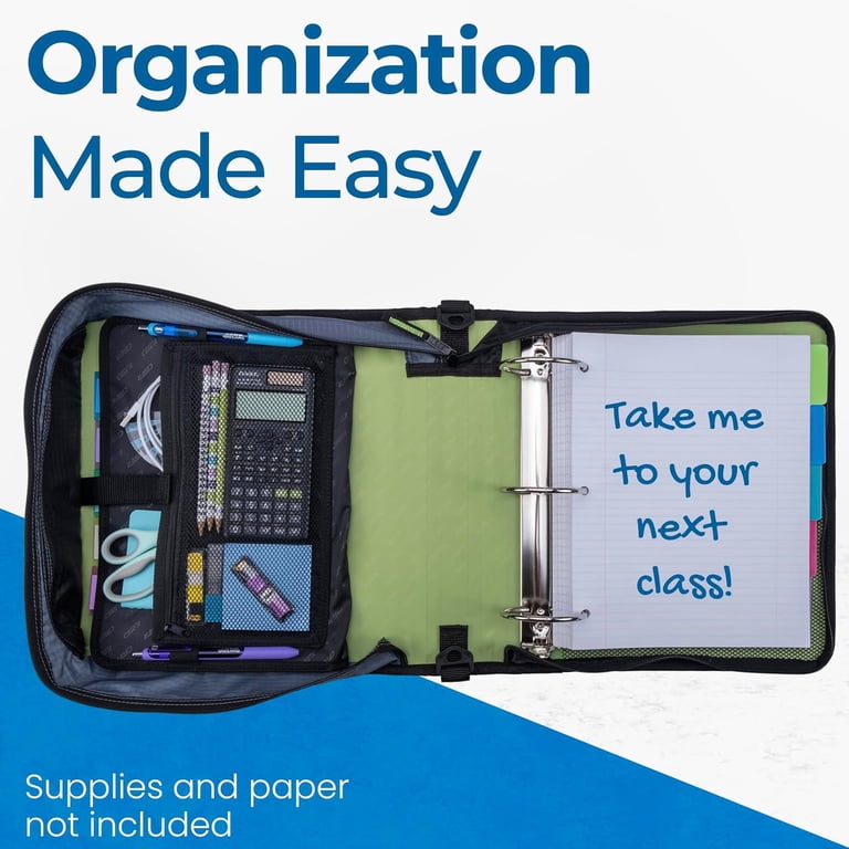 Case-it The Mighty Zip Tab Zipper Binder - 3 Inch O-Rings - 5
