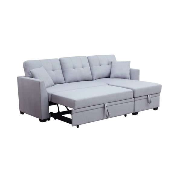 Alexent 3 Seater Reversible Sofa Couch Sleeper Sofa with Pull Out Couch, Sleeper Couch with Storage Chaise, Small Sectional Sofa Lounge Couch for Living Room, Bedroom,Apartment, Light Gray