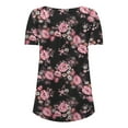 thumbnail image 5 of ICHUANYI Clearance Women's Fashion Printed Tank Top Round Neck Loose Short Sleeve Pullover Top(Pink, L) ICHUANYI WER2023081017107, 5 of 5