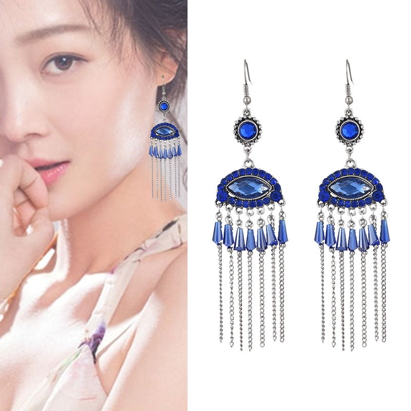 retro rural blue earring