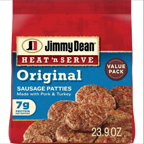 Jimmy Dean Heat 'N Serve Original Pork Breakfast Sausage Patties, 26 Count (Frozen)