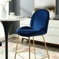 thumbnail image 5 of Modway Scoop Gold Stainless Steel Leg Performance Velvet Bar Stool in Navy, 5 of 6