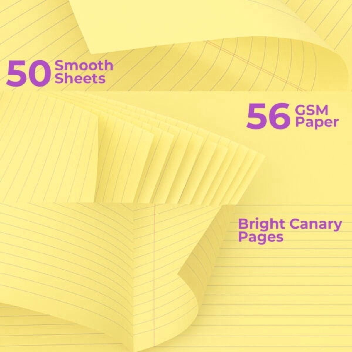 Paperrite Canary Yellow Writing Pads, 50 Sheets, 5 x 8 in, Premium Lined Paper (36)