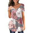 thumbnail image 1 of Gibobby Playera de Manga Corta con Cuello Redondo Mujeres Tops Hide Belly Túnica Camisetas de manga corta 2024 Verano Henley camiseta Elegante Blusas casuales(Rosa,G), 1 of 4
