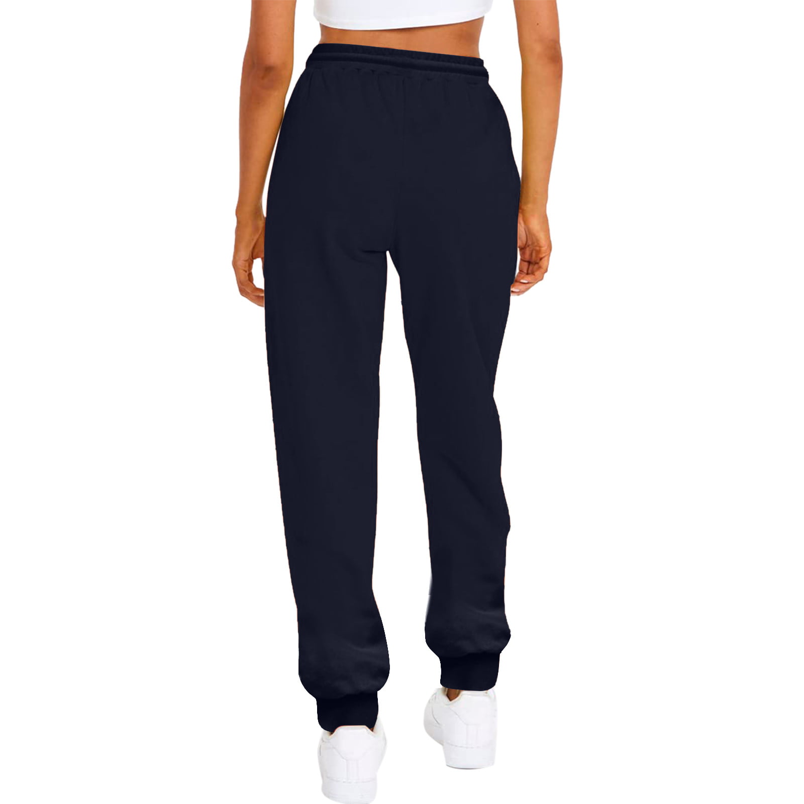 Space Navy Women's Cotton Solid Joggers, Waist Size: 24-26 at Rs