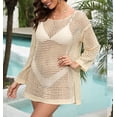 thumbnail image 4 of Womens Oversized Crochet Knit Swim Cover Up Long Sleeve Mesh Beach Bathing Suit Coverup, 4 of 13