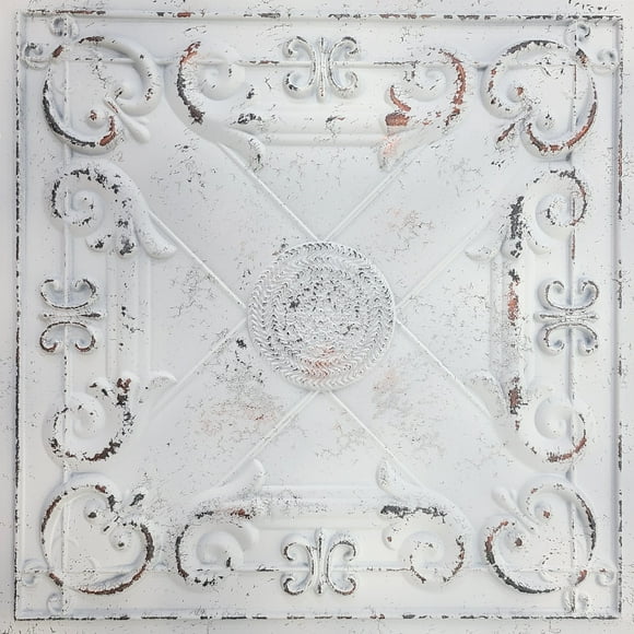 Drop-In, Glue-Up 2'x2' Faux Tin PVC Ceiling Tile , Shabby Chic