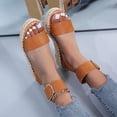 thumbnail image 5 of Zanvin Womens Sandals Clearance Summer Ladies Shoes Slope Heel Thick Soled Straw Woven Metal Buckle Women's Sandals, Brown, 40, 5 of 7