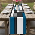 thumbnail image 4 of Abstract Blue Grey Table Runner 36 Inches, Modern Geometric Color Blocks Bed Runner Dresser Scarves Tabletop for Indoor Outdoor Parties/Ceremony/Banquet, 13"x 36", 4 of 9