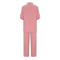 thumbnail image 4 of JINMGG Two Piece Outfits Women, 2026 Fashion Fall Women's Summer Suit Fashion Solid Color Long Sleeve Trousers Casual Two-Piece Suit Pink XXXXL, 4 of 5