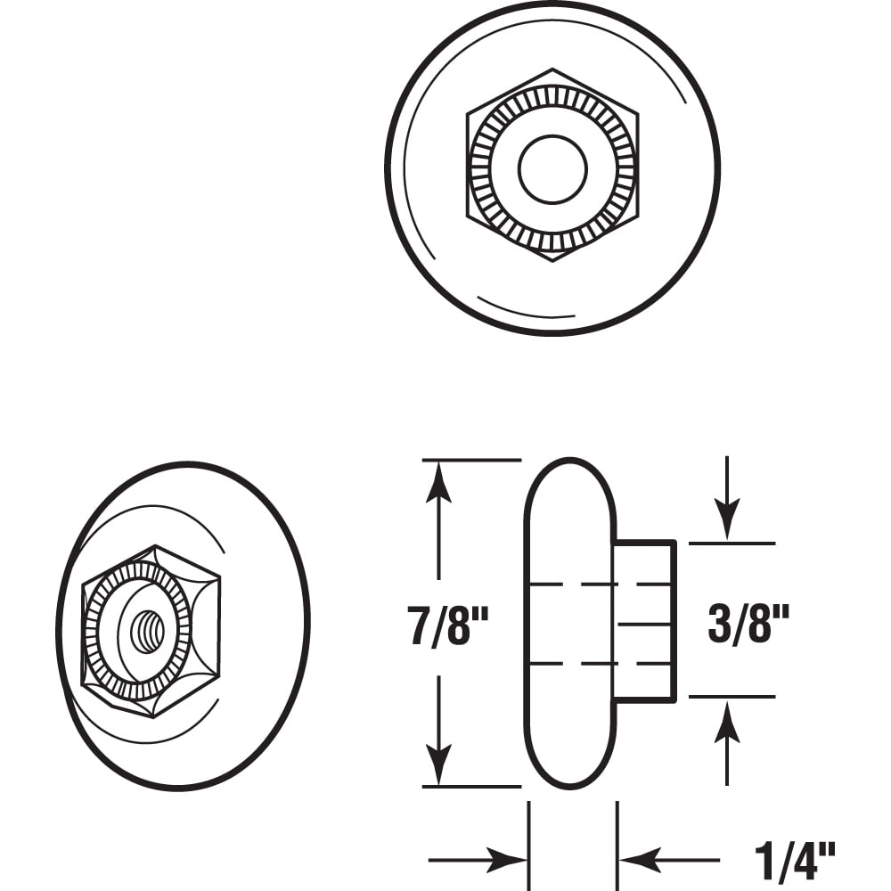 Prime-line M 6153 Shower Door Roller Round Edge Nylon Tire Pack of 4