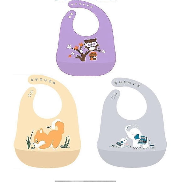 26-27 Silicone Bibs for Babies 3-Piece Set Weaning Bibs for Boys and Girls