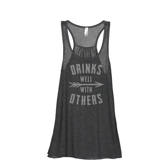 Thread Tank Drinks Well With Others Women's Sleeveless Flowy Racerback Tank Top Charcoal 2X-Large
