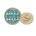 thumbnail image 1 of Blue Wave Mexico Totems Ancient Civilization Round Metal Golden Pin Brooch Clip, 1 of 3