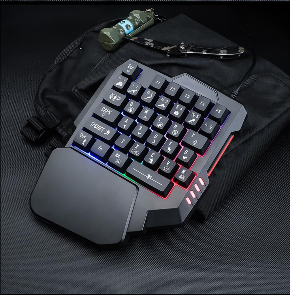 One Handed Gaming Keyboard RGB Backlit, 35 Keys Portable Mini