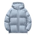 thumbnail image 2 of QHRMKOG Winter Coats for Men Warm Thicken Puffer Jackets Waterproof Hooded Jacket Trendy Cotton-Padded Outerwear Blue M, 2 of 4