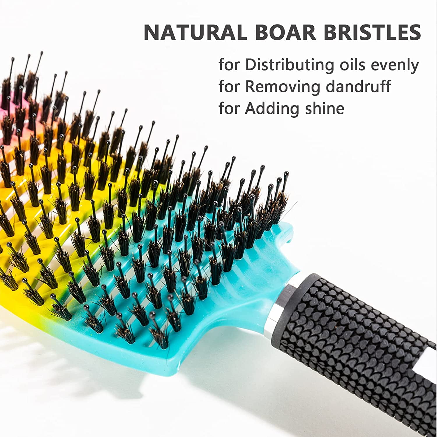 Detangling Brush 2 Pack,Boar Bristles Hair Brush without Pain Adds Shine and Makes Hair Smooth,Fast Drying Styling Massage Hairbru