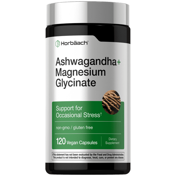 Ashwagandha and Magnesium Glycinate | 120 Vegan Capsules | by Horbäach