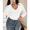 thumbnail image 4 of Womens Long Sleeve T Shirt Tops Deep V Neck Shirts Casual Slim Fit Basic T-Shirt Tee, 4 of 6