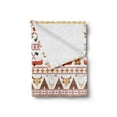 thumbnail image 2 of Tribal Soft Flannel Fleece Throw Blanket, Pattern with Geometrical Borders Art Print, Cozy Plush for Indoor and Outdoor Use, 70" x 90", Red Marigold and White, by Ambesonne, 2 of 5
