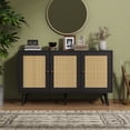 thumbnail image 4 of Modern Rattan Buffet Cabinet with Adjustable Shelves, Storage Sideboard Credenza for Kitchen, Dining Room, Living Room, Entryway, 47.2" - Black Color, 4 of 8
