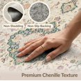 thumbnail image 6 of ODIKA Beige Neutral Vintage Distressed Boho Bordered Symmetry Grey for Living Room, Under Sectional, Family , Non-Slip Flatwoven, 6 of 7