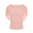 thumbnail image 4 of Telankuip Women's Elegant off the Shoulder Ruched Blouse Casual Short Sleeve Pleated Boat Neck Tops Stretchy Cinched Waist Slim Fit Summer Top 2026 Beach Vacation Outfits, 4 of 4