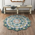 thumbnail image 4 of Ox Bay Talia 6' Round Teal/Multi Medallion Wool Indoor Area Rug, 4 of 7