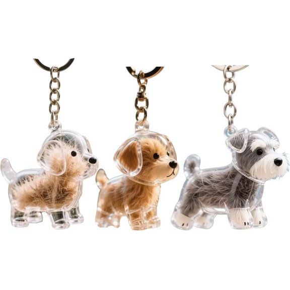 SENIURIS Dog Hair Memory Collector Keychain, Cute Dog Hair Capsule Ornament, DIY Creative Memorial Pet Furs Gifts. (3 PCS)