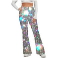 thumbnail image 2 of BVOFAR Womens Sequin Flare Leggings 2025 Sparkly Print Glitter Legging High Waisted Bell Bottom Pants Yoga Workout Bootcut Pant, 2 of 5