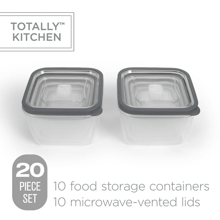 Totally Kitchen Square Food Containers | Microwave Safe & BPA Free | Thick,  Durable & Leak Resistant | Dark Grey, Set of 5 (10 Pieces Total)