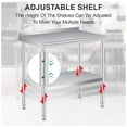 thumbnail image 2 of Ourlova 36x24 Inches Stainless Steel Prep Table with Backsplash Commercial Heavy Duty Work Table Adjustable Under Shelf for Kitchen Restaurant Business, 2 of 5