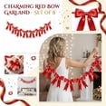 thumbnail image 2 of Red Bow Garland - 8-Piece Satin Bow Banner, Festive Red Decoration with Long Streamers, for Christmas, Wedding, Birthday, Party, Home, Mantel, Bedroom, Gift Wrapping, 2 of 6