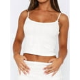 thumbnail image 3 of Women Cute Y2K Knit Crop Tank Sleeveless Slim Fit Minimalist Summer Going Out Tops Girls White S, 3 of 5