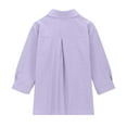 thumbnail image 4 of Girls Linen Butto𝐧 Down Shirts Long Roll Up Cuffed Sleeve Collared Blouses Casual Cotton Gauz𝐞 Tops with Pockets Dress Shirts, 4 of 6