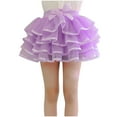 thumbnail image 4 of Posijego Little & Big Girls Mesh Skirts Birthday Party Bow Elastic Waist Ruffled Tiered Princess Short Skirts, 4 of 5