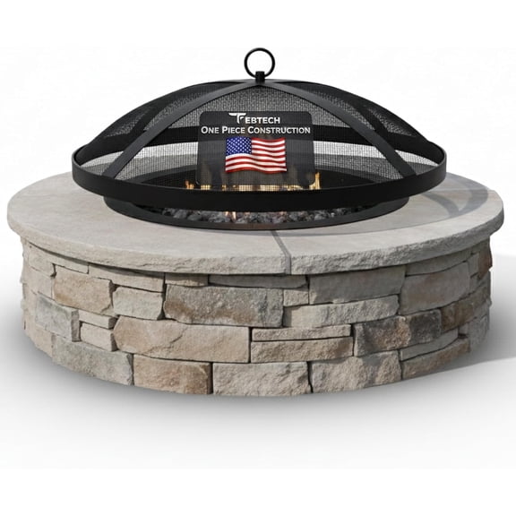 FEBTECH Fire Pit Screen Cover Round 36 Inch - One-Piece Construction Heavy Duty Mesh Fire Pit Screen with Hook, Fire Pit Spark Screen for Outdoor, Patio, Backyard, RV Camping and Beach Firepit Safety