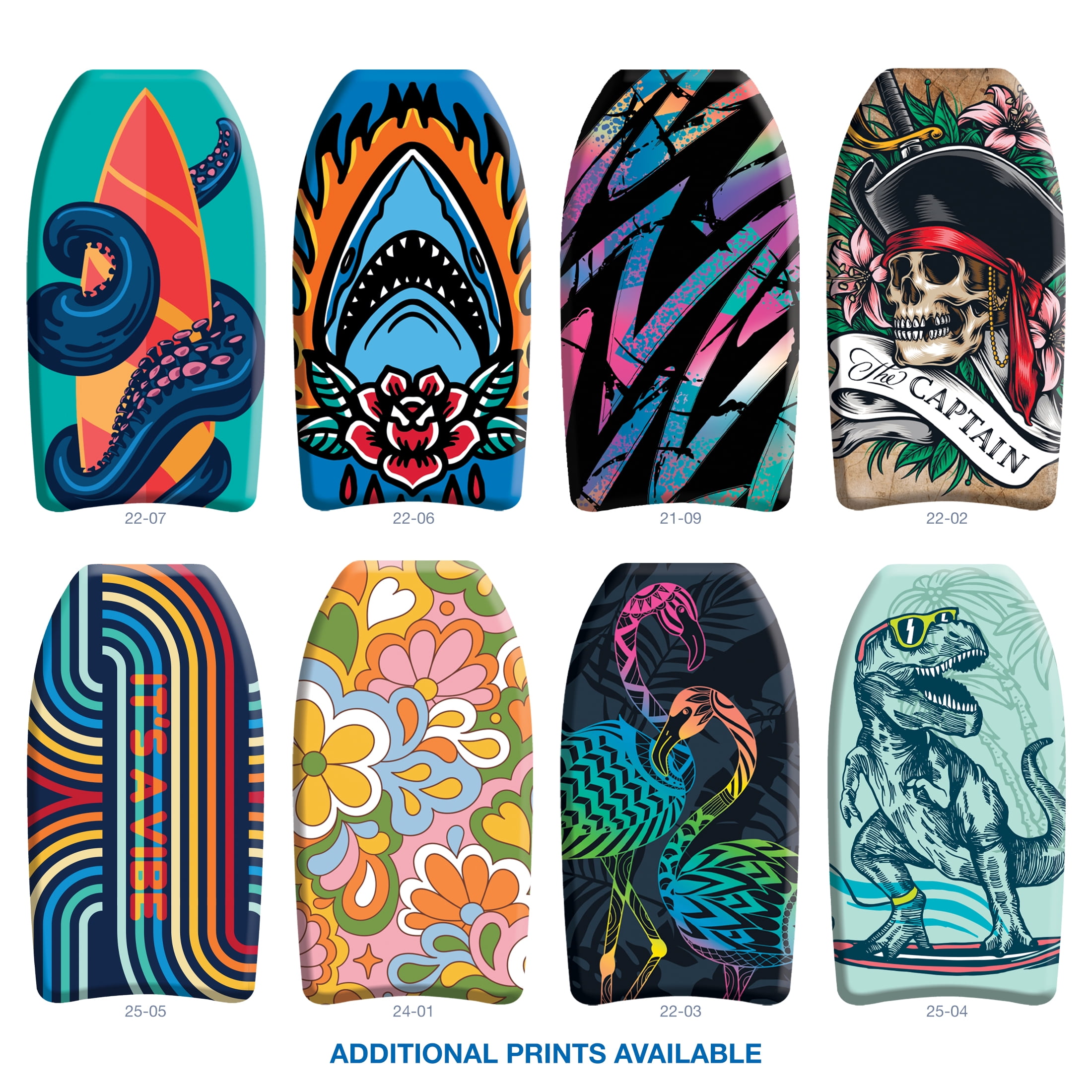 (2 pack) Bluewater Beach 37" Foam Bodyboard with Leash and Fun Multicolor Tropical Print