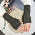 thumbnail image 4 of vnanda Soft Gloves Winter Gloves 1 Pair Crochet Knitting Mittens for Women Warm Half Fingers Solid Color Elastic Anti-slip Gloves with Twist Pattern Unisex, 4 of 8