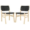 thumbnail image 3 of SAFAVIEH Taika Contemporary Leather Solid Dining Side Chair, Black/Light Natural (Set of 2), 3 of 13