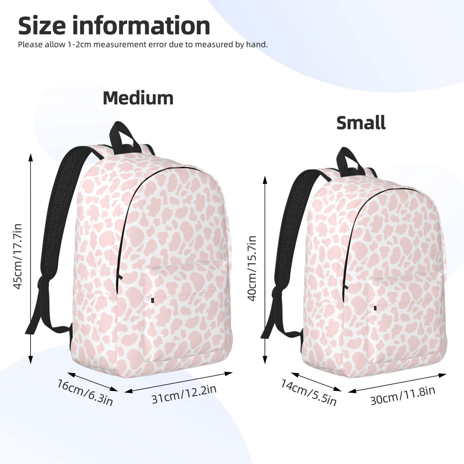 Vsdgher Cow 1 Print Canvas Backpack Travel Rucksack Unisex Knapsack 15.7/17.7Inch Laptop Backpack for Work,College -Small