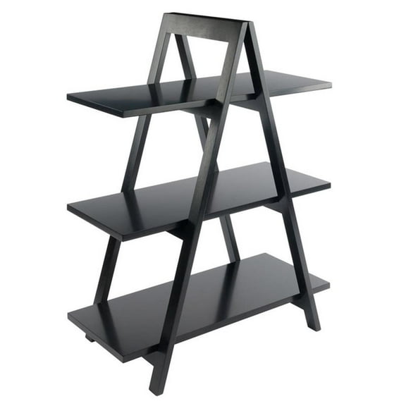 Scranton & Co 3-Tier A-Frame Mid-Century Solid Wood Book Shelf in Black