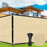 Privacy Fence Screen,Hengu 6x50FT Windscreen Copper Grommets,Privacy Screen Fit for Commercial Fence and Residential Garden Outdoor,Beige