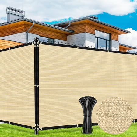 Privacy Fence Screen,Hengu 6x50FT Windscreen Copper Grommets,Privacy Screen Fit for Commercial Fence and Residential Garden Outdoor,Beige