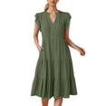 thumbnail image 1 of asddcavvf Robes pour Femmes Robe Midi d'Été à Manches à Volants Col en V Mode 2024 Coupe Décontractée, 1 of 4