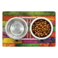 thumbnail image 1 of Rustic Pet Mat for Food and Water, Vivid Colored Several Equally Pieced Timber Construction Vertical Column Countryside, Non-Slip Rubber Mat for Dogs and Cats, 18" X 12", by Ambesonne, 1 of 1