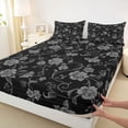 thumbnail image 3 of Homewish Chic Grey Flowers 4-Piece Full Size Sheets for Teens Girls Boys,Exotic Style Bed Sheets,Floral Blossom Lightweight Sheet Sets,Ultra Soft Home Decor, 3 of 7