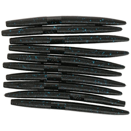 Gary Yamamoto Custom Baits 5 Senko Worm Black with Light Blue Flake 10 Count